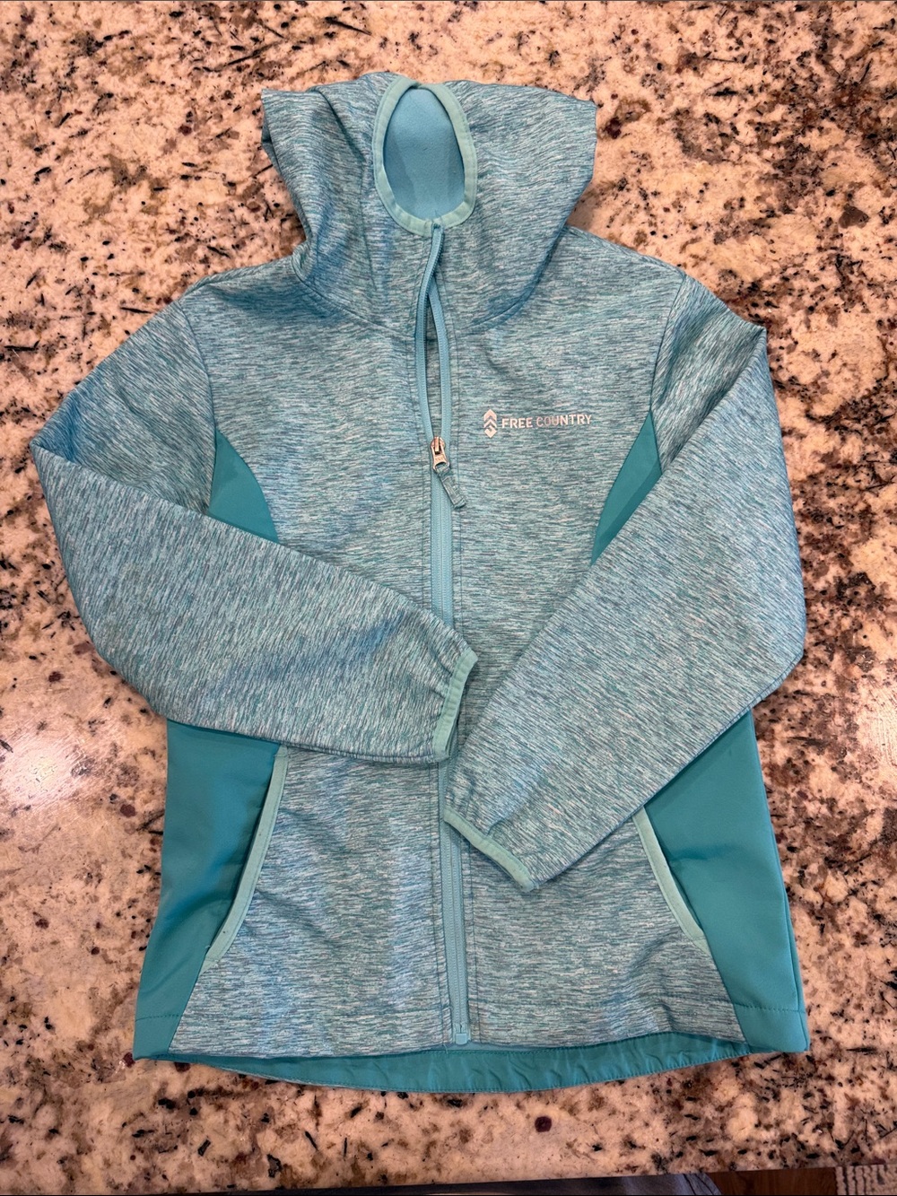 Free Country Girls' Teal Heather Hooded Softshell Jacket